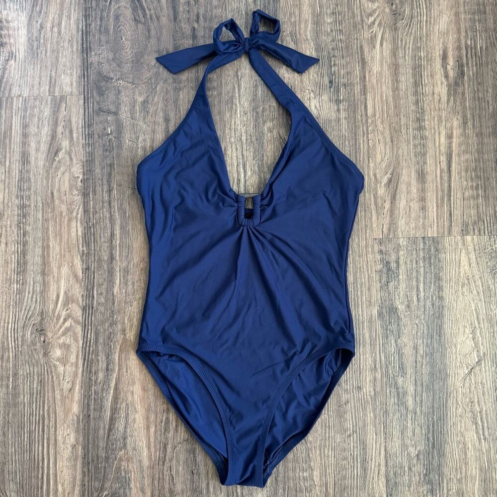 Helen Jon Plunge Tortoise One Piece Swimsuit in Navy Blue S - Picture 3 of 11
